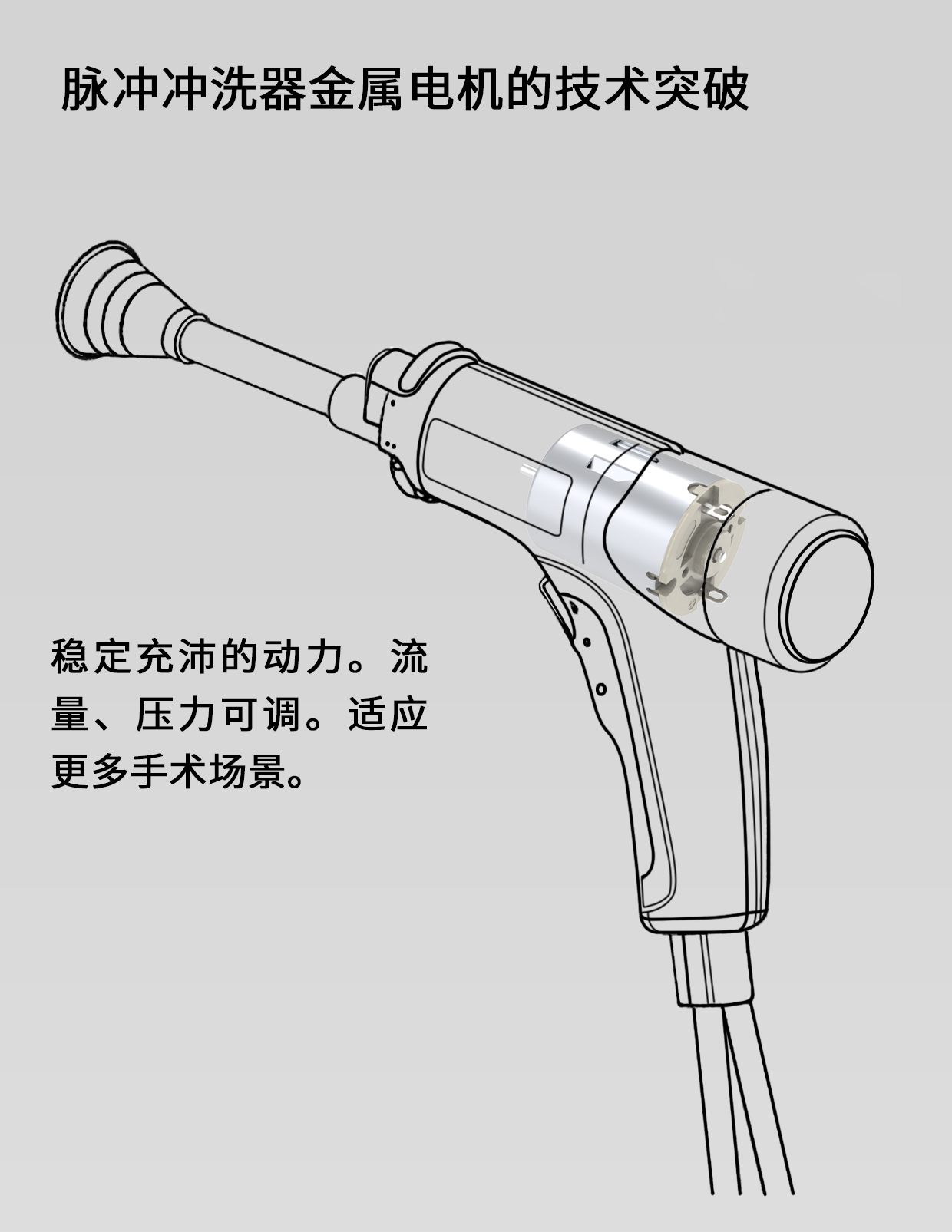 一次性医用电动脉(mai)冲冲洗器电(dian)机(ji)解决(jue)方案_医用冲洗系统泵电机-万至达电机