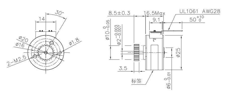 OT-SM25P-243步进电机|微型打印(yin)电机|医疗设备电机|步进电机(ji)价格-万至达电(dian)机