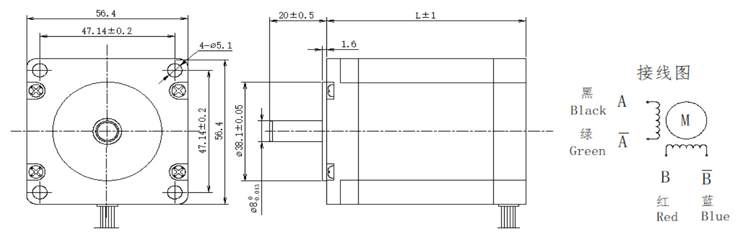57系列0.9°两相开环步进电机结构