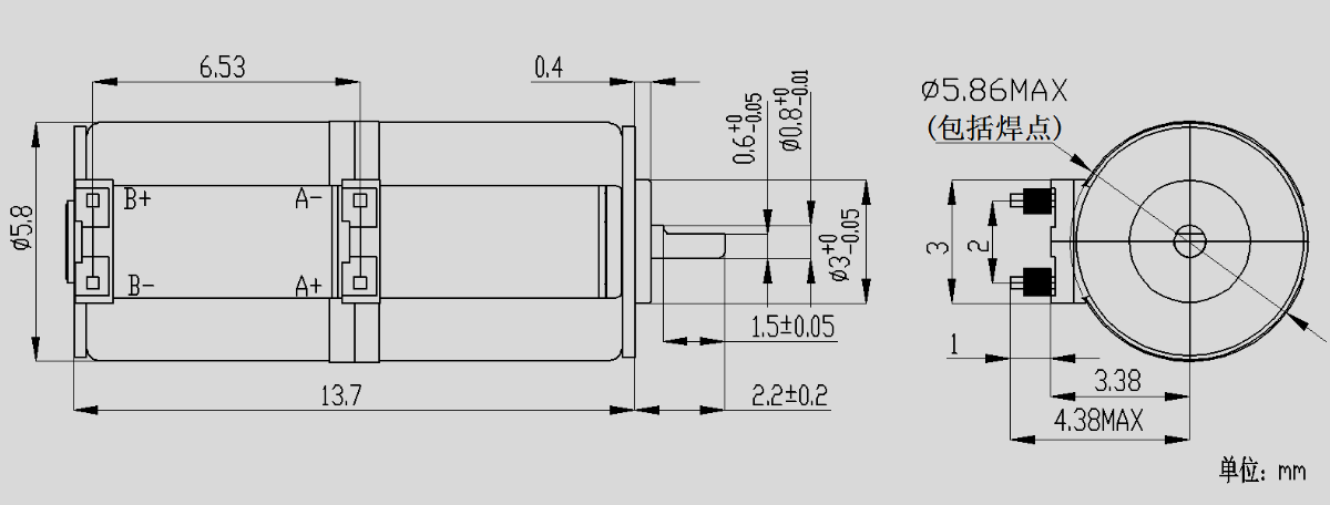 OT-SM5.8L-001步进电机_6mm微型步进电机_镜头马达-万至(zhi)达电机